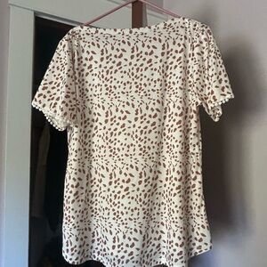 Women's Cream and Brown Patterned Top